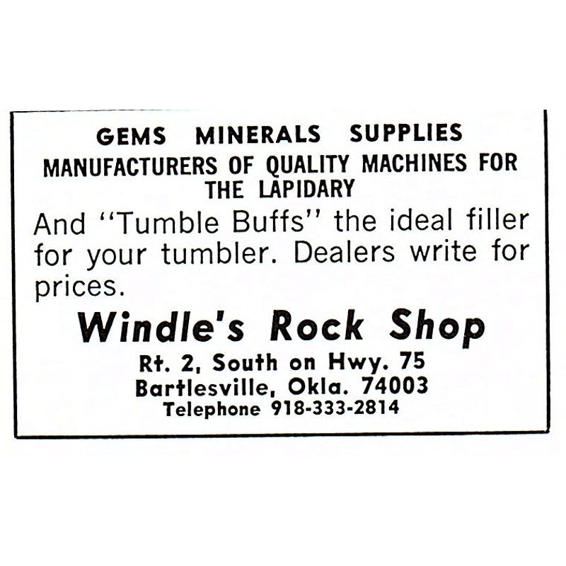 Windle's Rock Shop Bartlesville Oklahoma 1972 Ad AF8-M3
