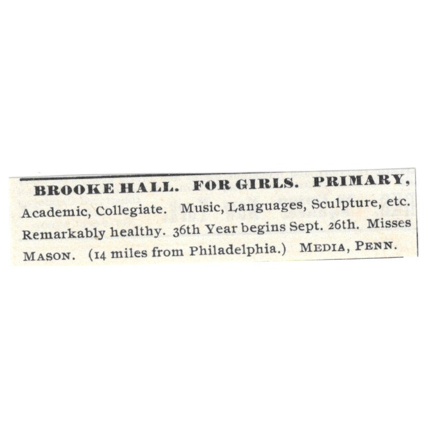 Brookehall for Girls Primary School Mrs Mason Media PA 1892 Ad AG2-S24