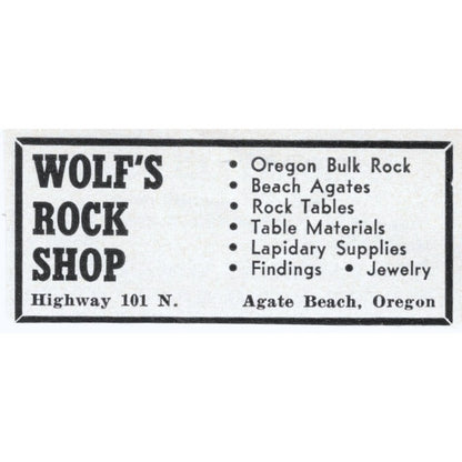 Wolf's Rock Shop Agate Beach Oregon 1964 Magazine Ad AB6-S9