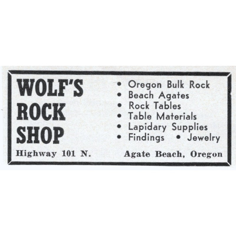 Wolf's Rock Shop Agate Beach Oregon 1964 Magazine Ad AK6-S9