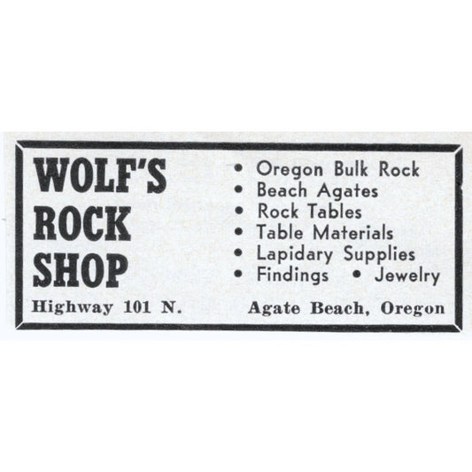 Wolf's Rock Shop Agate Beach Oregon 1964 Magazine Ad AK6-S9
