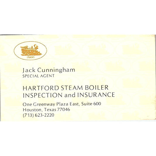 Jack Cunningham Hartford Steam Boiler Inspection Houston Business Card SD9-B6