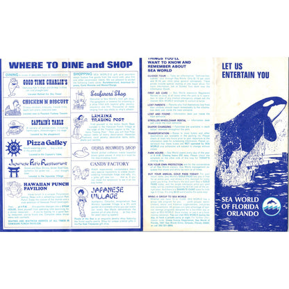 1980s Sea World Orlando Florida Map and Fold Out Travel Brochure TF4-BA