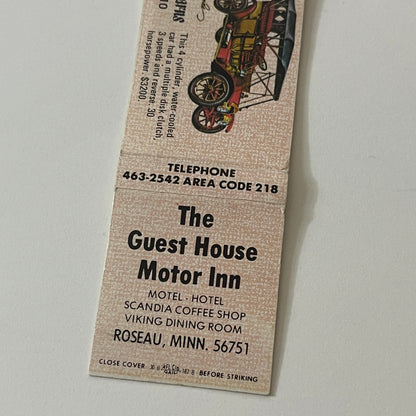 The Guest House Motor Inn Roseau MN Vintage Matchbook TB6-MB2-11