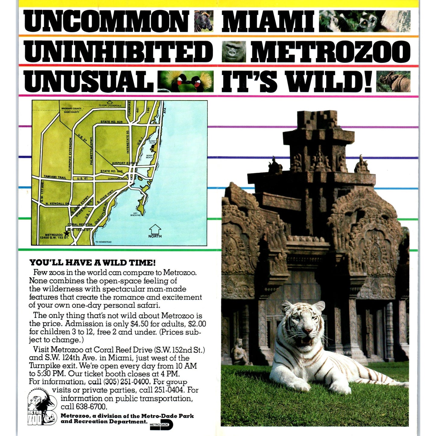 1980s Miami Metro Zoo Florida Map and Fold Out Brochure TF4-BA