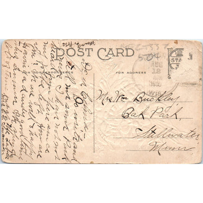 1910 Floral With Scene From Minong Wisconsin Attached Antique RPPC Postcard AE2