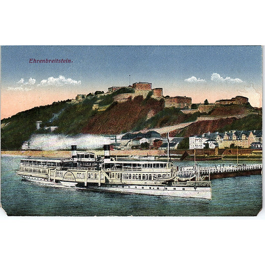 Ehrenbreitstein Steamship View German Antique Postcard PE9