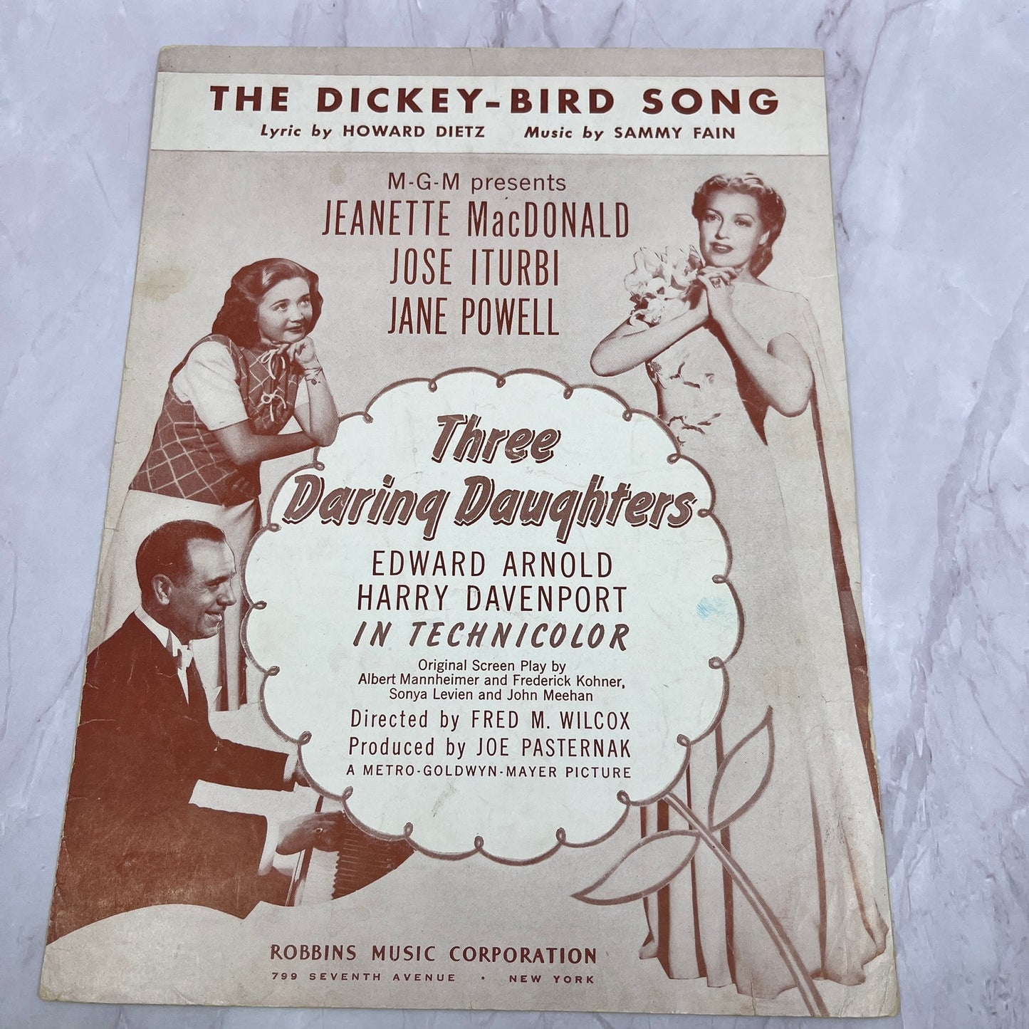 1947 The Dickey Bird Song Three Daring Daughters Vintage Sheet Music V14-1