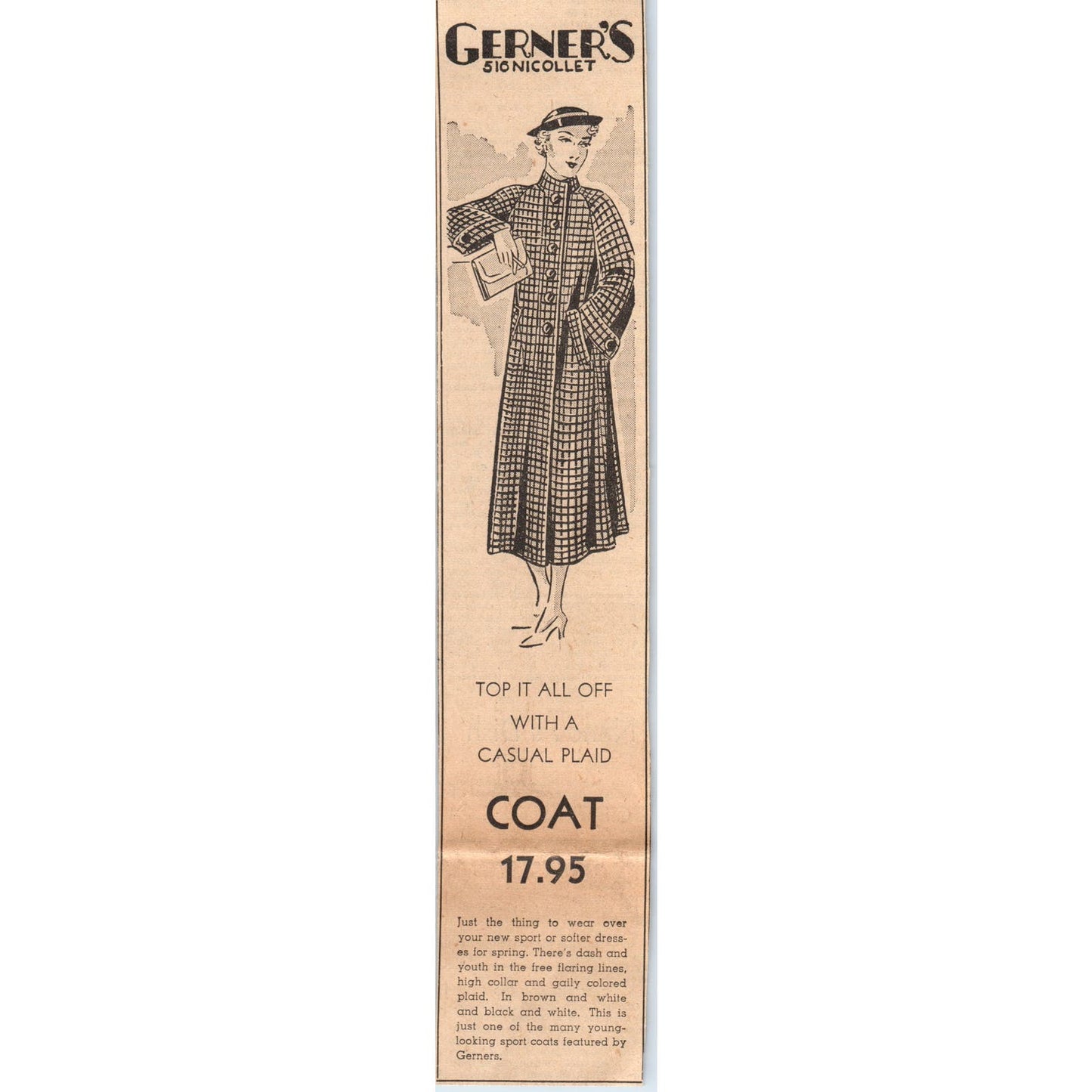 Gerner's Department Store 2x10" 1935 Minneapolis Journal Advertisement D10