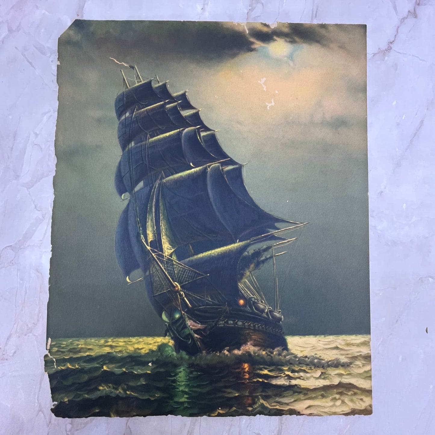 c1920 Old Ironsides USS Constitution Art Print Lithograph 9x11 FL6-3