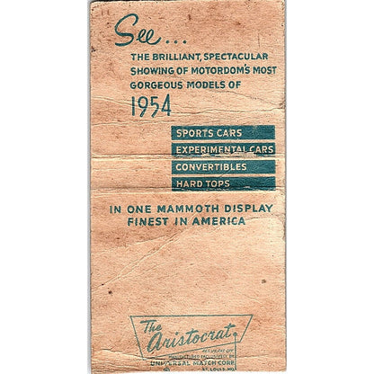 1954 Auto Show Milwaukee WI Vintage Matchbook Cover SC7-Y3