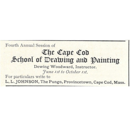 The Cape Cod School of Drawing and Painting Dewing Woodward 1900 Ad AB8-MA5
