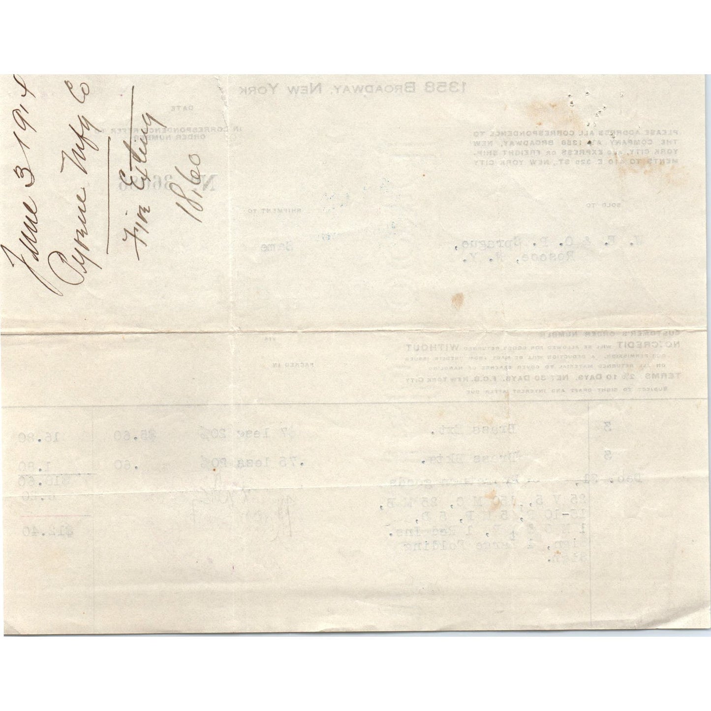 Pyrene Manufacturing Co NY 1915 Original Billhead Letterhead Receipt D8-LL