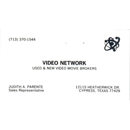 Judith A. Parente Video Network Cypress TX Vintage Business Card SD8-B5
