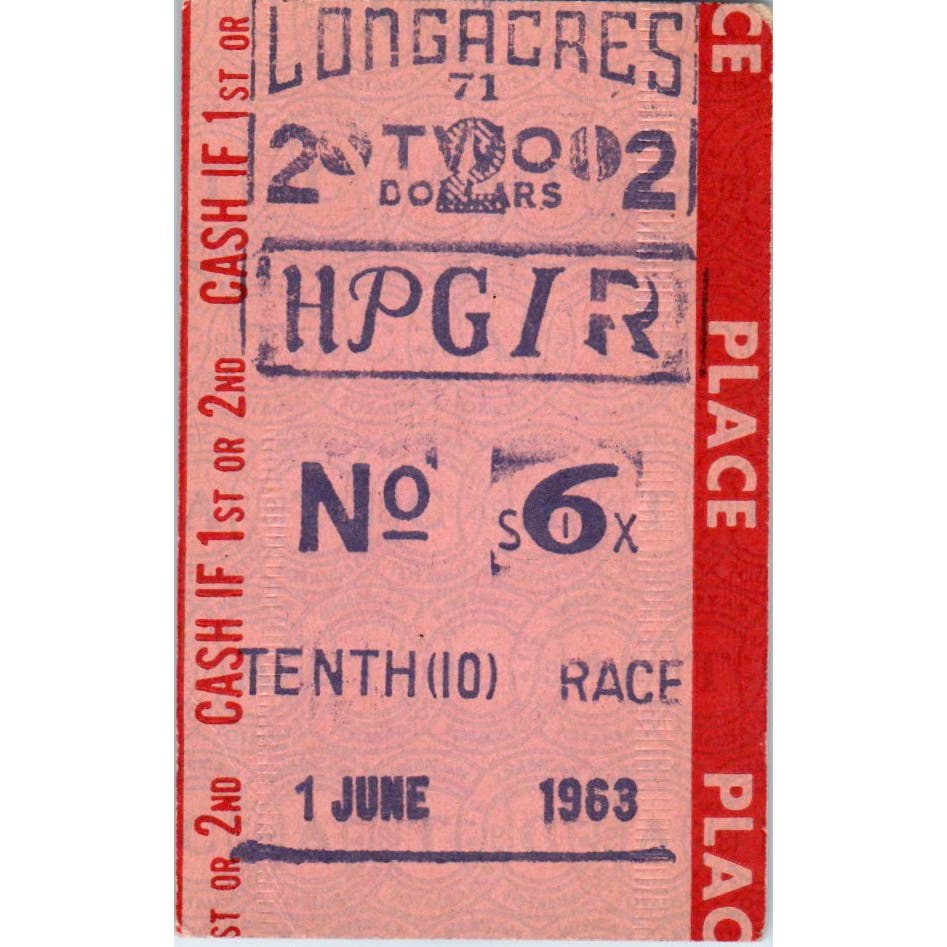 Longacres Racing Stub 10th Race June 1 1963 Renton WA AE2