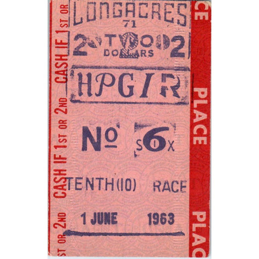 Longacres Racing Stub 10th Race June 1 1963 Renton WA AE2