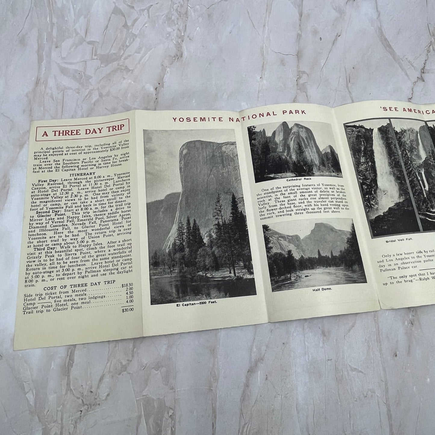 1915 Yosemite Valley Railroad Co Yosemite National Park Fold Out Brochure AE4