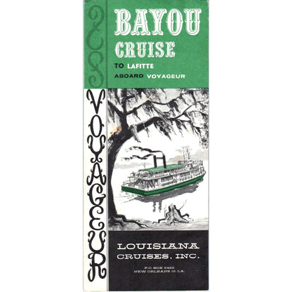 c1930 Voyageur Bayou Cruise to Lafitte Louisiana Fold Out Travel Brochure AE2