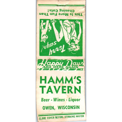 Hamm's Tavern Owen WI Vintage Matchbook Cover SD2-Y9