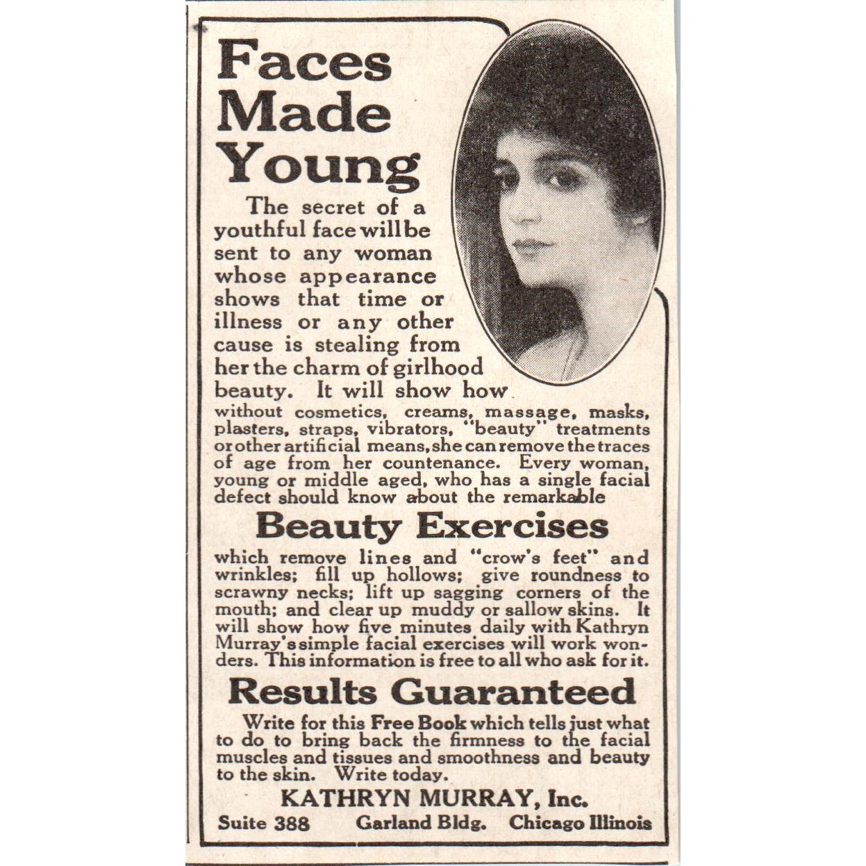 Faces Made Young Skin Care Kathryn Murray Chicago 1918 Magazine Ad AF1-WH1