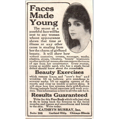 Faces Made Young Skin Care Kathryn Murray Chicago 1918 Magazine Ad AF1-WH1
