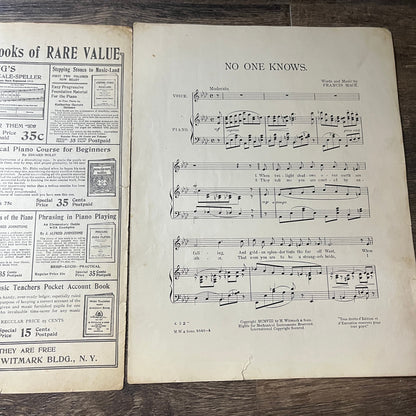 No One Knows Walter Sherwood Francis Mack 1908 Sheet Music V13