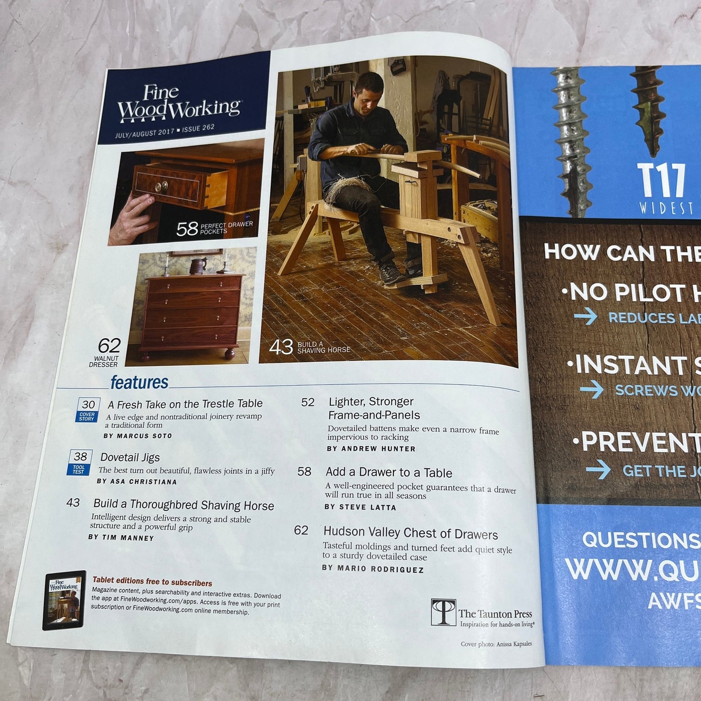 Trestle Table - Aug 2017 No 262 - Taunton's Fine Woodworking Magazine M36
