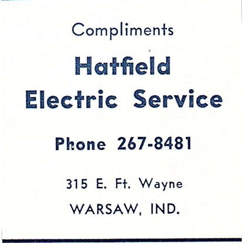 Hatfield Electric Service 315 E. Ft Wayne, Warsaw Indiana 1964 Ad AG1-S10