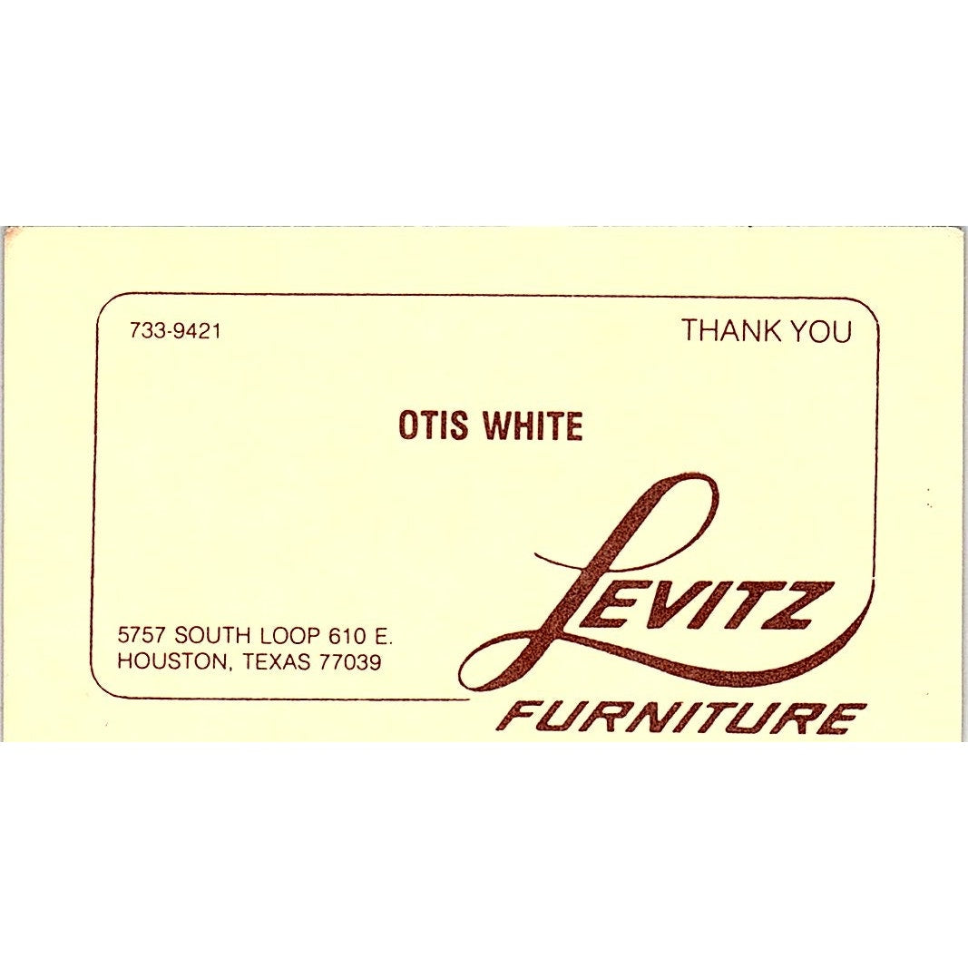 Levitz Furniture Otis White Houston Texas Vintage Business Card SF3-B3