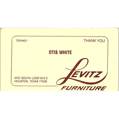 Levitz Furniture Otis White Houston Texas Vintage Business Card SF3-B3