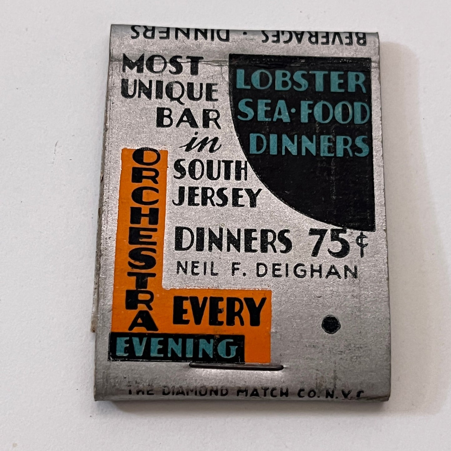 Old Mill Inn Pennsauken NJ Neil F. Deighan Vintage Matchbook Cover TB6-MB1-6