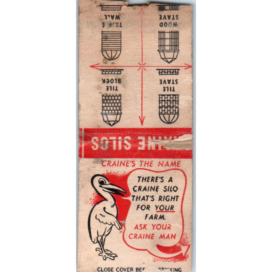 Craine Silos Craine Man Vintage Matchbook Cover SD2-Y15