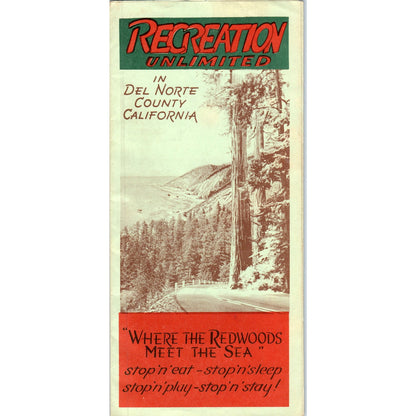 1940s Recreation Unlimited in Del Norte County CA Travel Brochure & Map TH9-CB