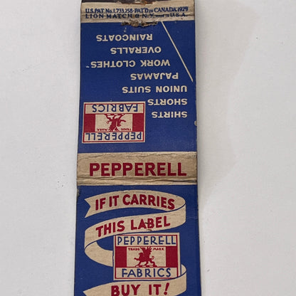 Pepperell Fabrics Vintage Matchbook Cover MM3-2