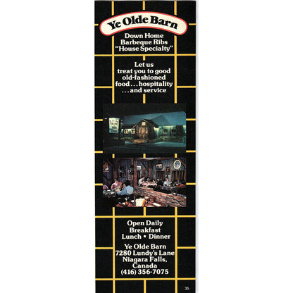 Ye Olde Barn Breakfast Lunch Dinner Open Daily Niagara Falls ON SAG4-1