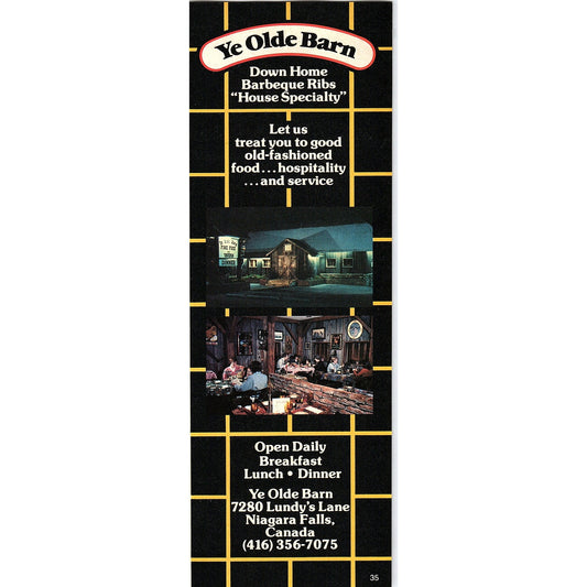 Ye Olde Barn Breakfast Lunch Dinner Open Daily Niagara Falls ON SAG4-1