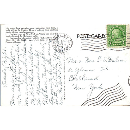 S.S. Berkshire Hudson River Night Line 1937 Vintage Postcard PD1