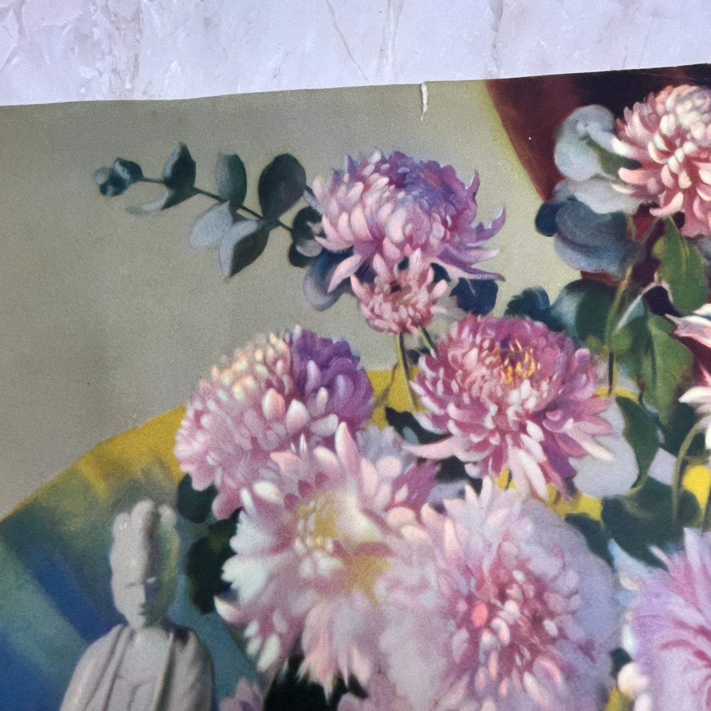 Muriel Gernand Pink Mums Still Life Art Print Lithograph 12x16 FL6-3
