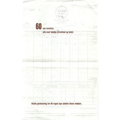 1960s Baltic Hotel Copenhagen Borups Plads Receipt Letterhead AF7-E10