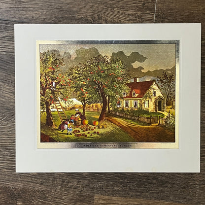Currier & Ives Chromatic American Homestead Autumn - 8x10 Mounted Art Print V2