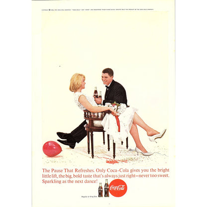 Young Couple at New Year's Party Enjoy Coke 1963 Coca-Cola Coke Ad 6.75x10 V19