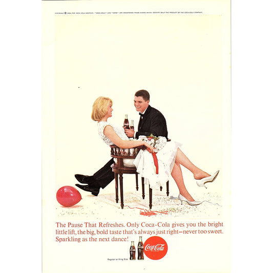 Young Couple at New Year's Party Enjoy Coke 1963 Coca-Cola Coke Ad 6.75x10 V19