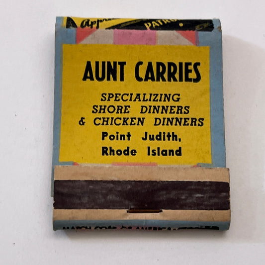 Aunt Carries Seafood Point Judith Rhode Island Vintage Matchbook Cover TB8-MB3-2