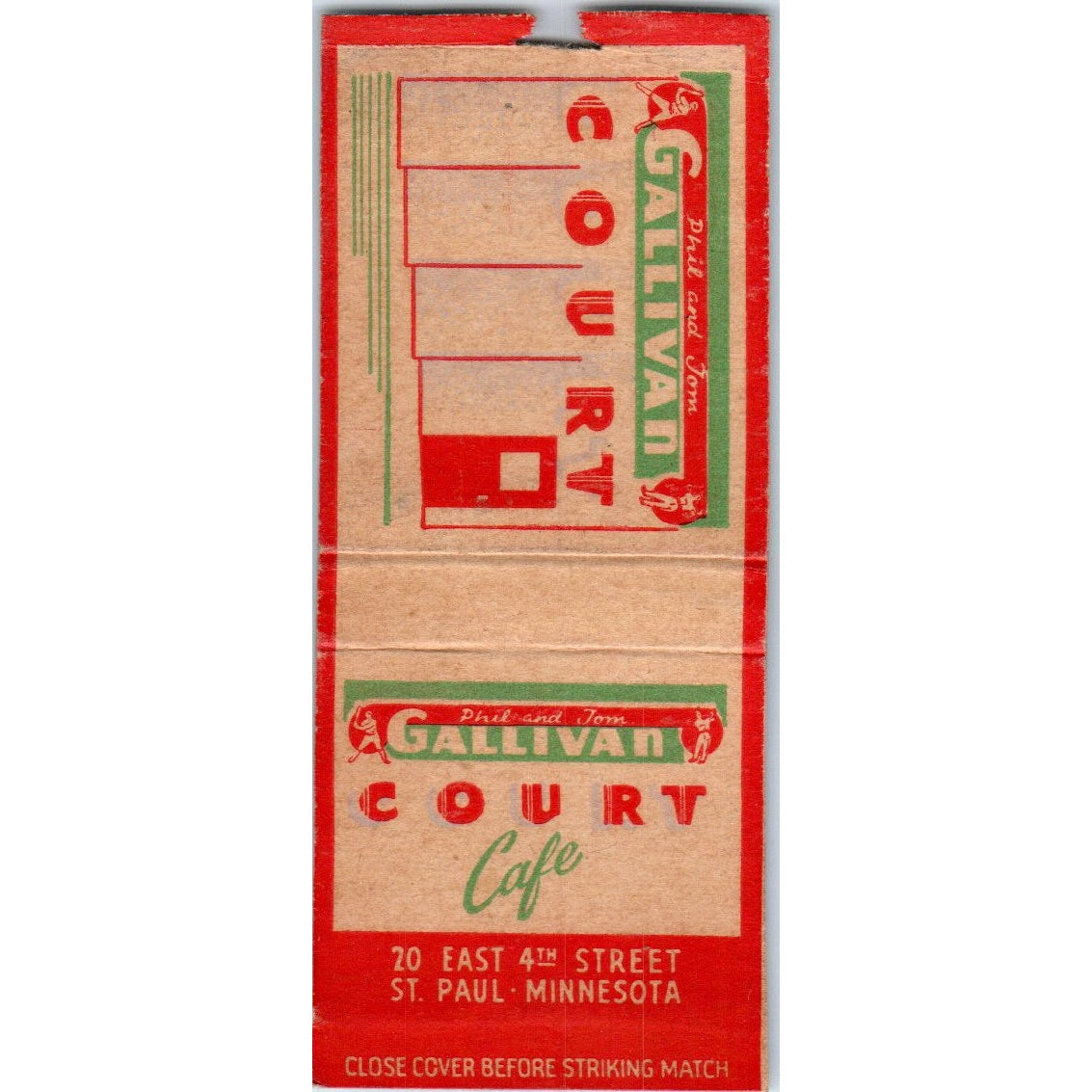 Gallivan Court Cafe St Paul MN Vintage Matchbook Cover SF4-Y2