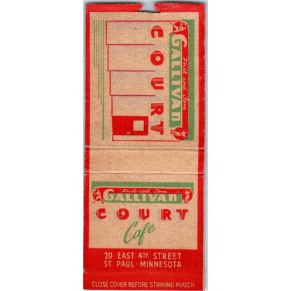 Gallivan Court Cafe St Paul MN Vintage Matchbook Cover SF4-Y2