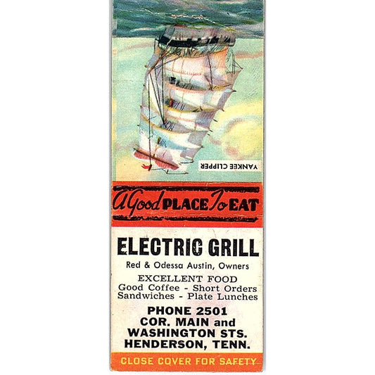 Electric Grill Red & Odessa Austin Henderson TN Yankee Clipper Matchbook SE5-Y1