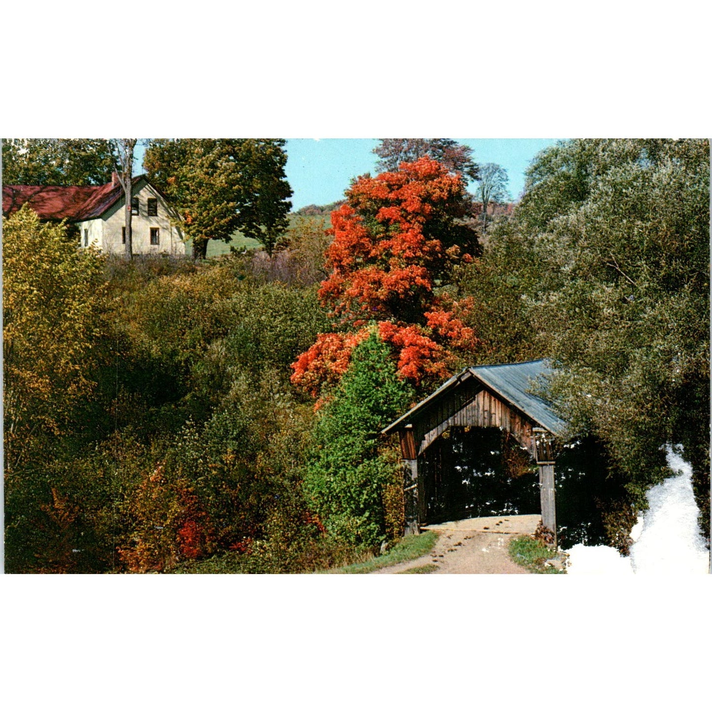 Stowe Hollow Bridge Stowe Vermont Covered Bridge Postcard PB12