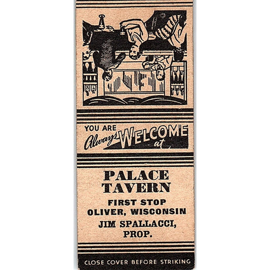 Palace Tavern Jim Spallacci Oliver WI Vintage Matchbook Cover SC7-Y5