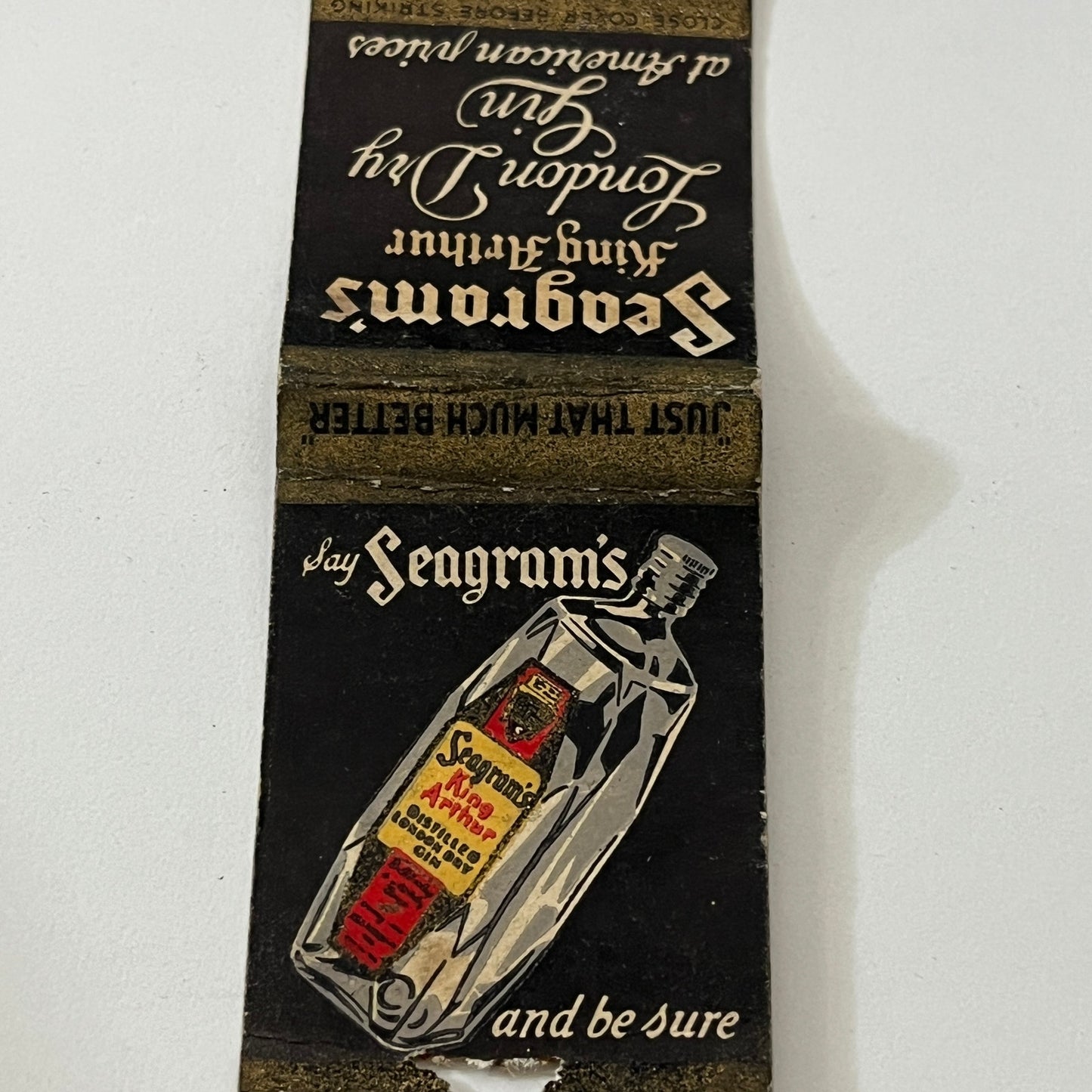Seagram's King Arthur London Dry Gin Vintage Matchbook Cover TB6-MB1-13