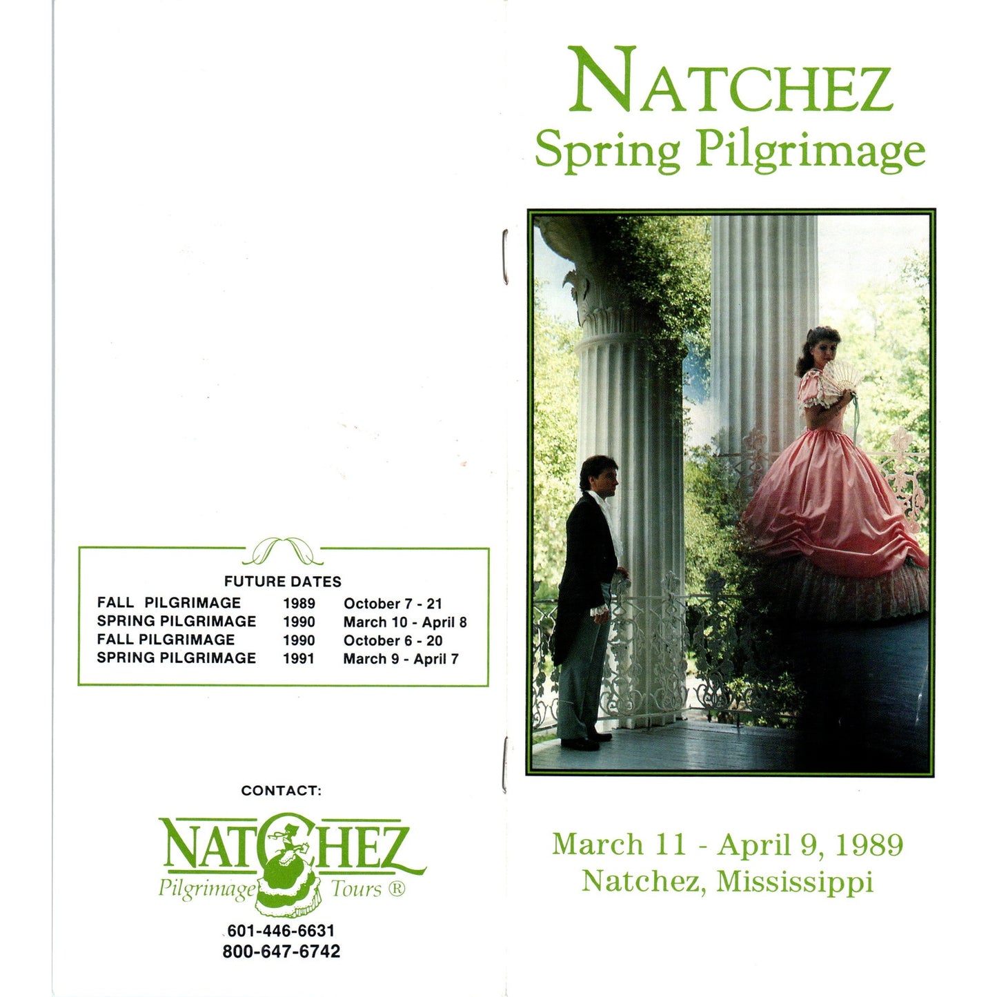 Vintage 1989 Natchez Mississippi Spring Pilgrimage Tour Brochure TF4-B4